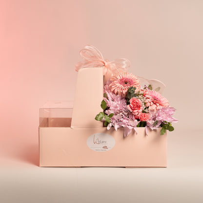 Happy Box Cake and Pink Flowers