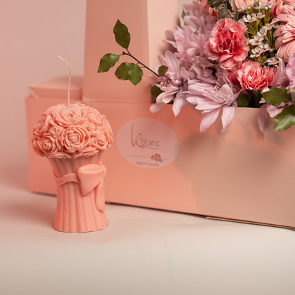 Pink Rose Bouquet Candle - Happy Box