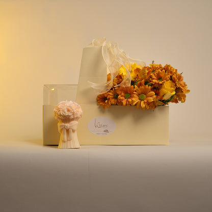 Yellow Rose Bouquet Candle - Happy Box