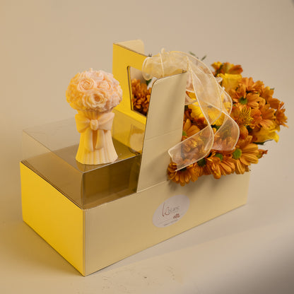 Yellow Rose Bouquet Candle - Happy Box