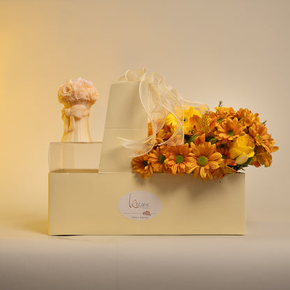 Yellow Rose Bouquet Candle - Happy Box