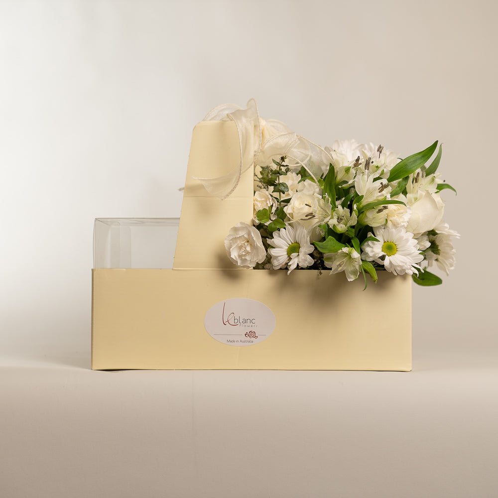 Happy Box Cake and White Flowers