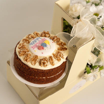 Happy Box Cake and White Flowers