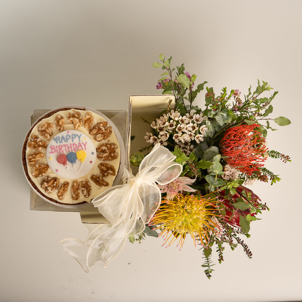 Happy Box Cake and Australia Native Flowers