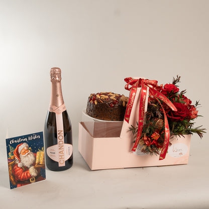 Chandon Brut Rose Christmas Gift Box - Red Roses