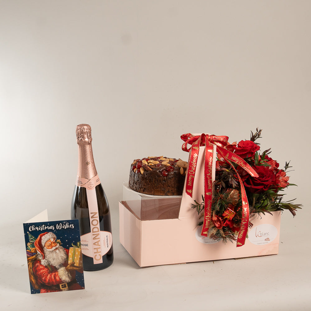 Chandon Brut Rose Christmas Gift Box - Red Roses