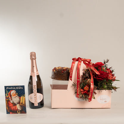 Chandon Brut Rose Christmas Gift Box - Red Roses