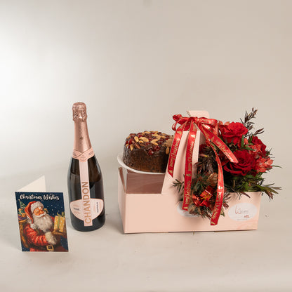 Chandon Brut Rose Christmas Gift Box - Red Roses