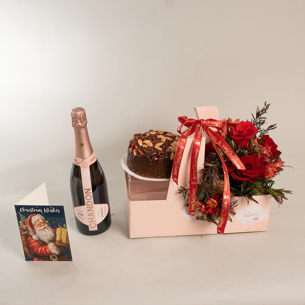 Chandon Brut Rose Christmas Gift Box - Red Roses