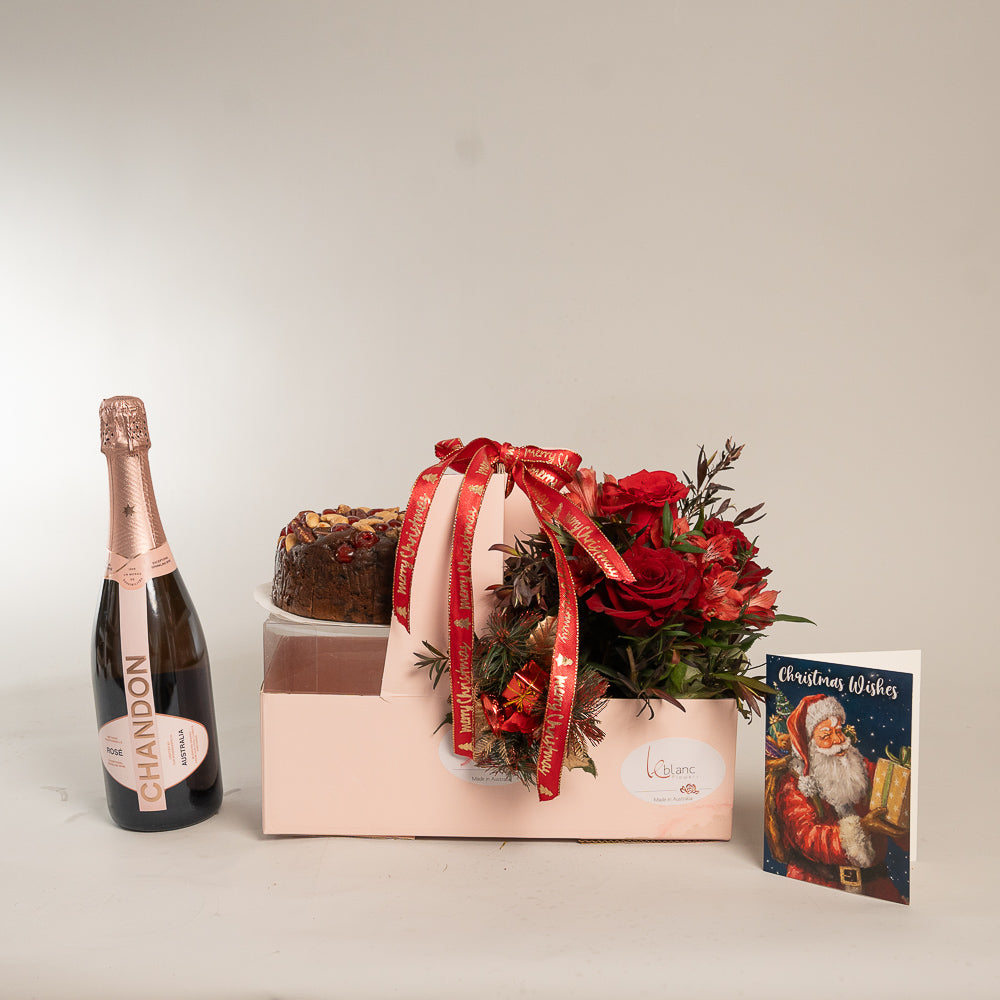 Chandon Brut Rose Christmas Gift Box - Red Roses