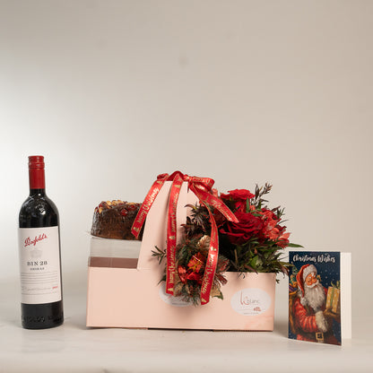 Penfold Bin 28 Shiraz Christmas Gift Box - Red Roses