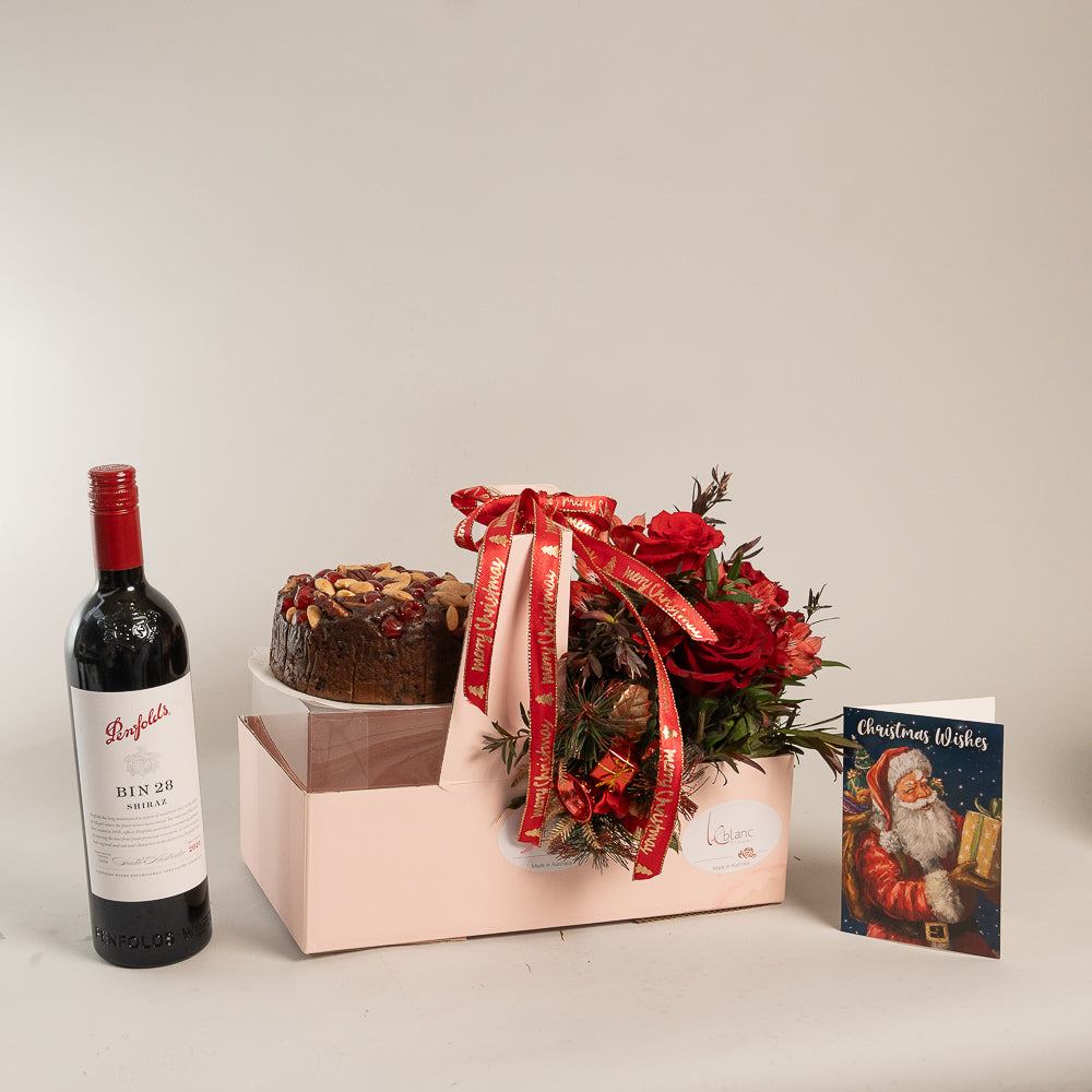 Penfold Bin 28 Shiraz Christmas Gift Box - Red Roses