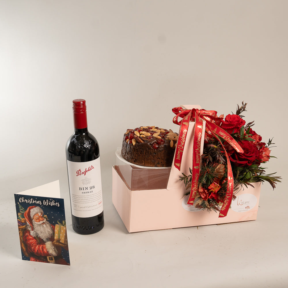 Penfold Bin 28 Shiraz Christmas Gift Box - Red Roses