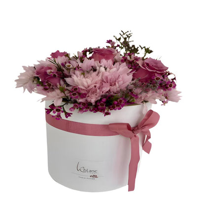 ROUND BOX PINK ROSE FLOWERS