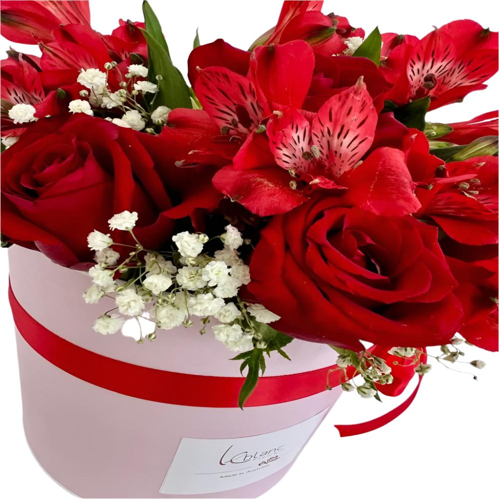 ROUND BOX RED FLOWERS