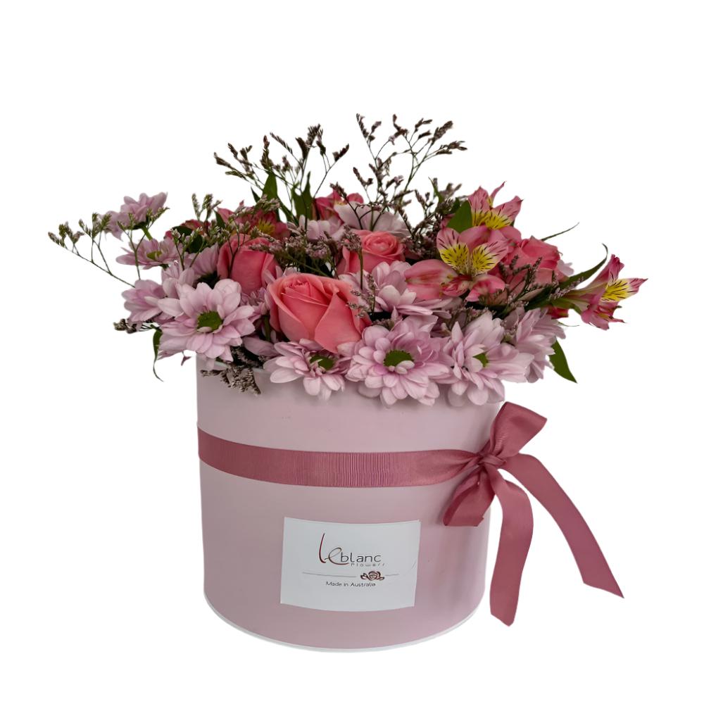 ROUND BOX FLOWERS PINK LADY