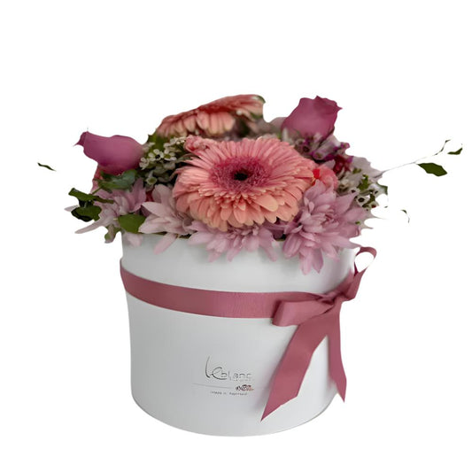 ROUND BOX PINK FLOWERS