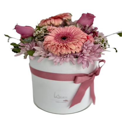 ROUND BOX PINK FLOWERS