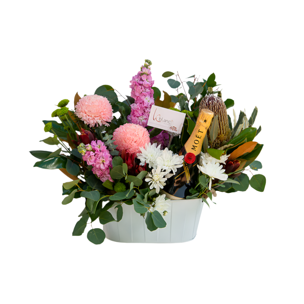 Tropical Pink and Native Flower Basket Moet